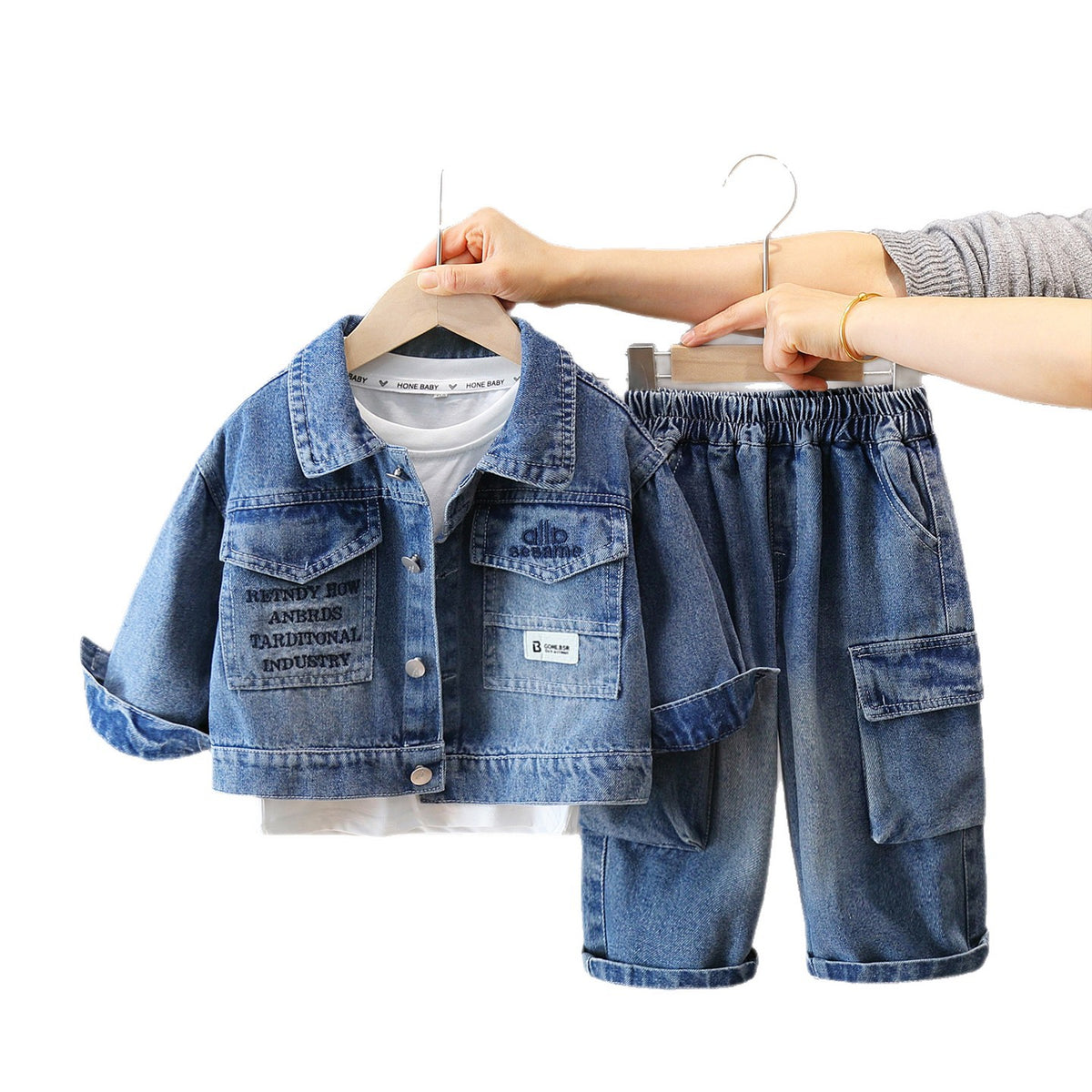 Boys  Denim 3-Piece Set Spring Autumn Casual Suit