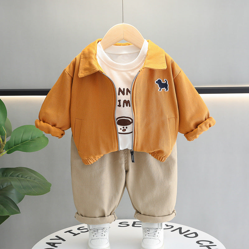 Boy 3-Piece Dog Patch Jacket, Tee & Pants Set