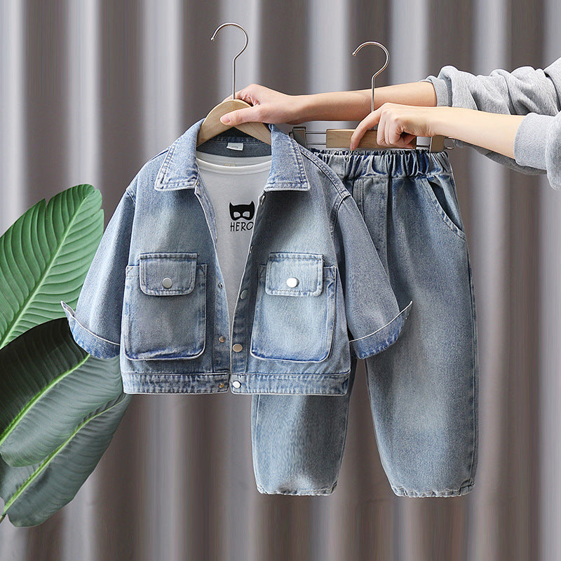 Boy Denim Jacket & Elastic Waist Jeans Set
