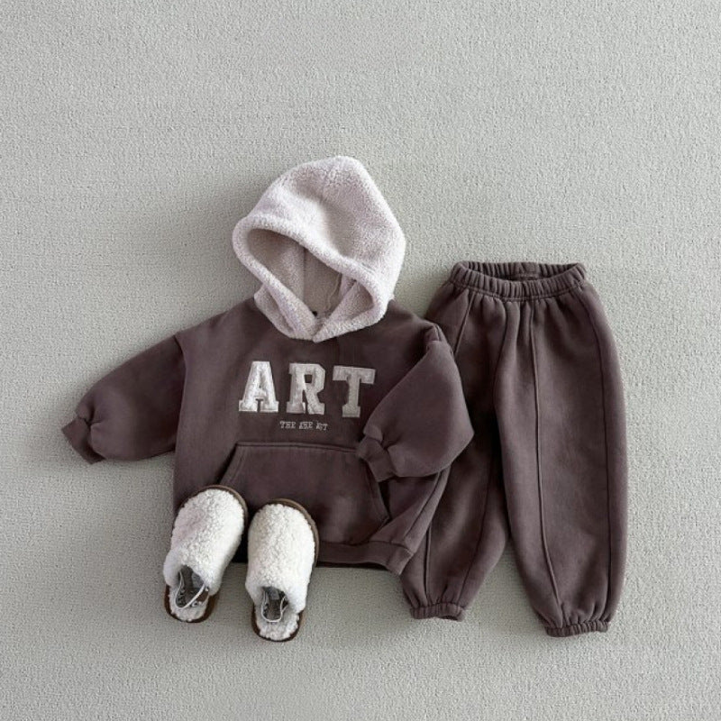 Boy & Girl Sherpa Lined Hoodie & Jogger Pants Set