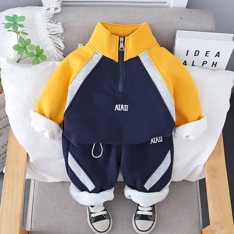 Boy Colorblock Fleece Lined Tracksuit 2-Piece Set