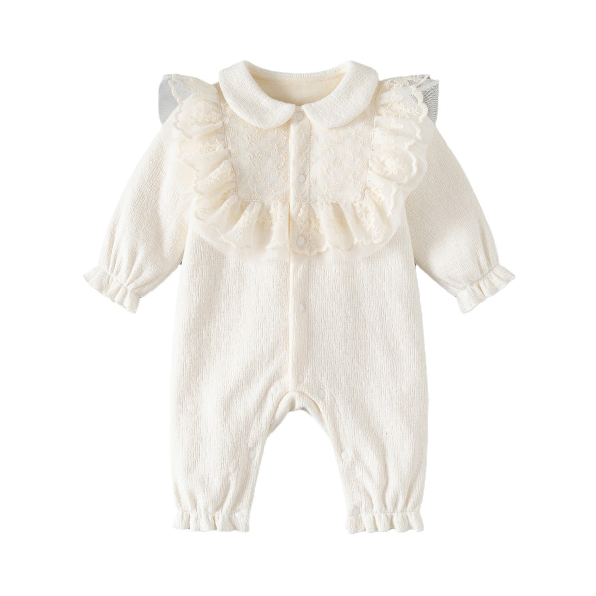 Girl Ruffle Lace Trim Long Sleeve Romper