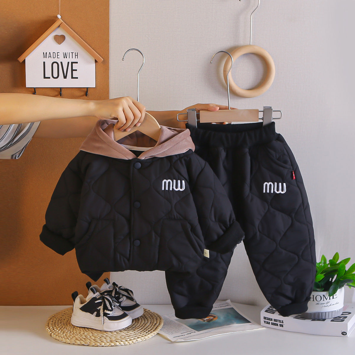 Boy Quilted Hooded Puffer Jacket & Pants 2-Piece Set