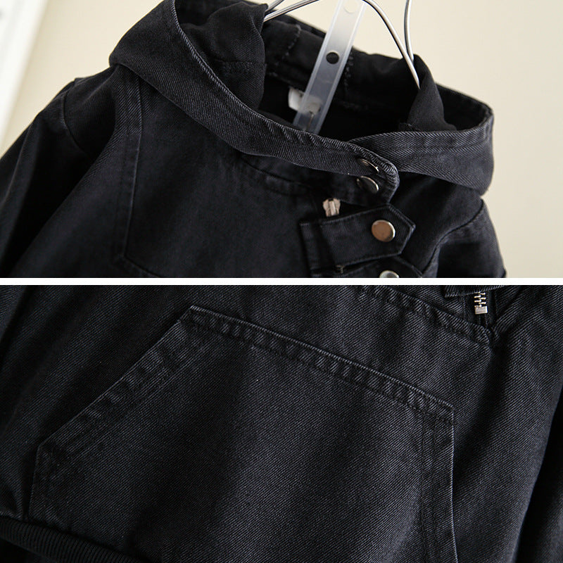 Boy Black Utility Hooded Sweatshirt Jogger Pants 2-Piece Set