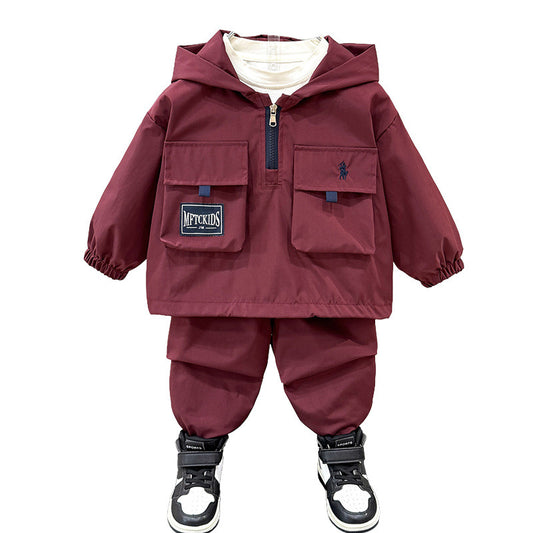 Boy Hooded Pocket Jacket & Pants Set