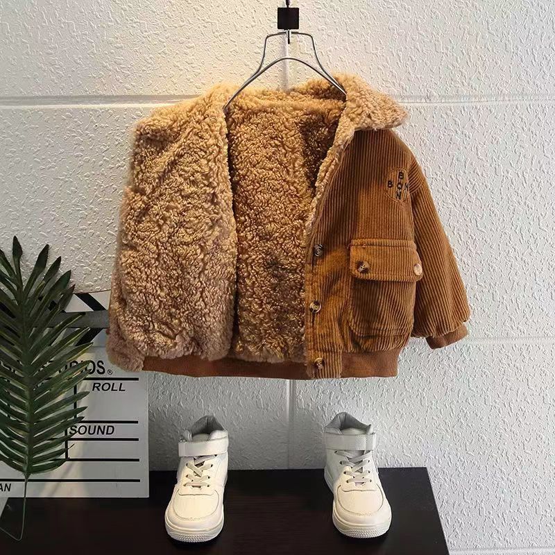 Thickened Fleece Lined Winter Coat, Fashionable Children's Padded Outerwear