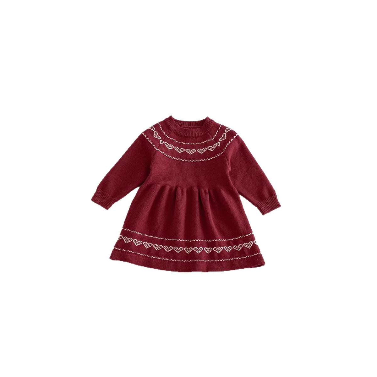 Girl Pattern Knit Long Sleeve Dress