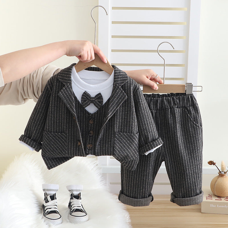 Solid Color Toddler Boys Three-Piece Suit Set