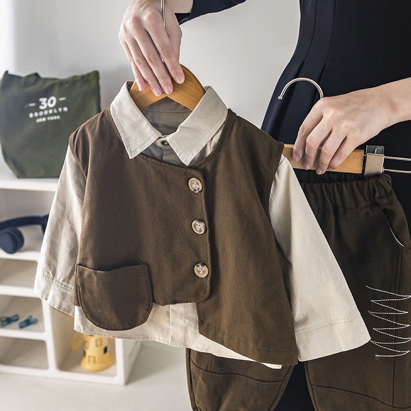 Boy Casual Shirt, Vest & Pants Set