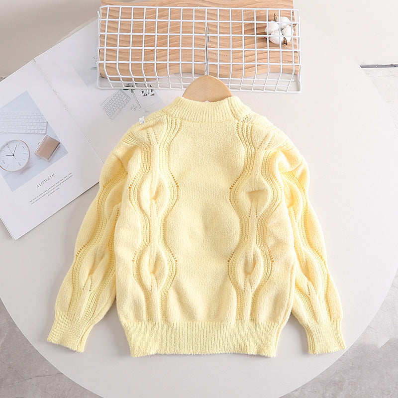 Girl Cable Knit Bow Detail Sweater
