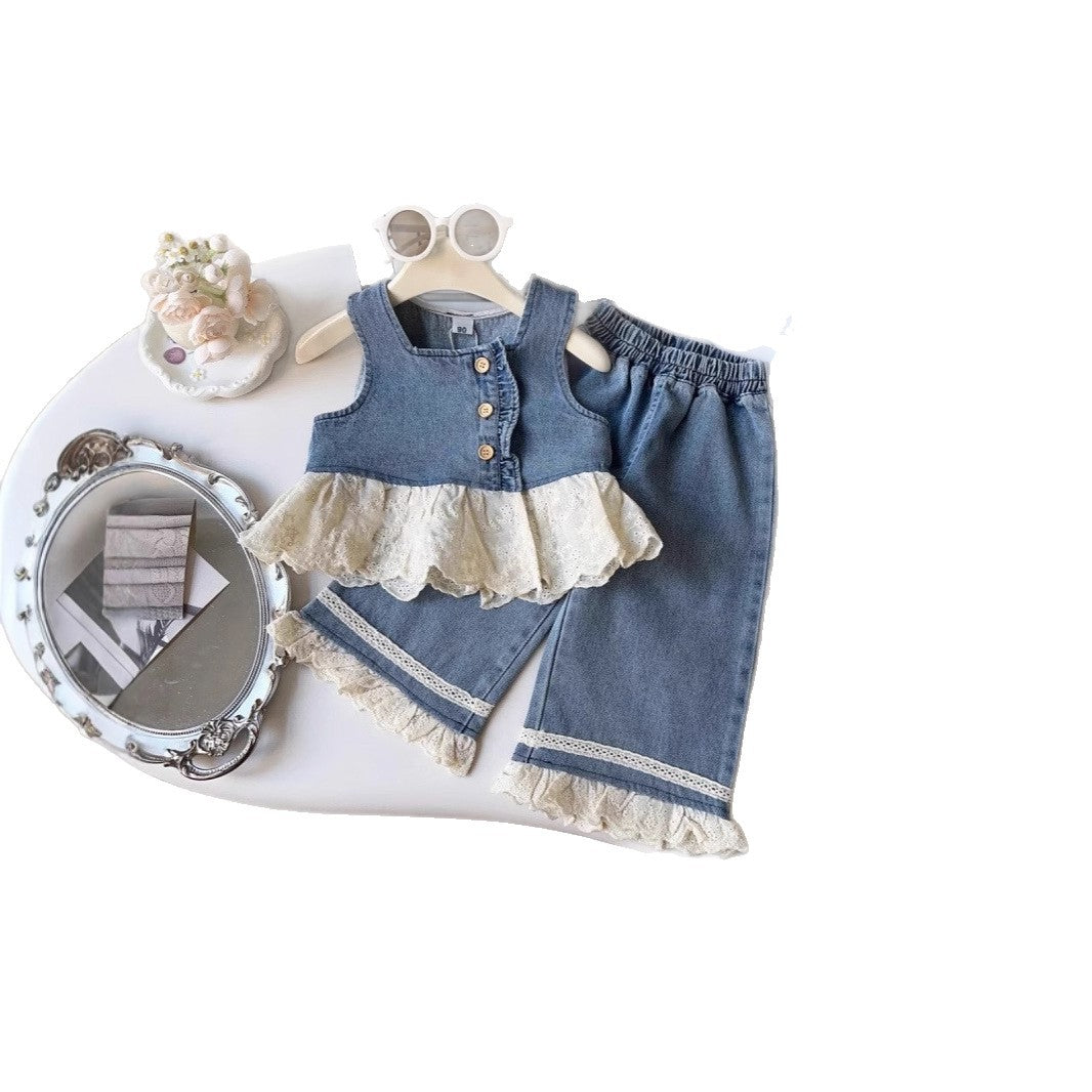 Cowboy sleeveless vest pants set