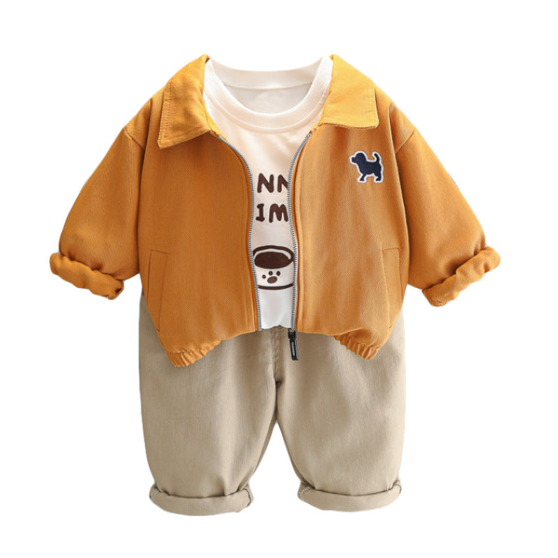 Boy 3-Piece Dog Patch Jacket, Tee & Pants Set