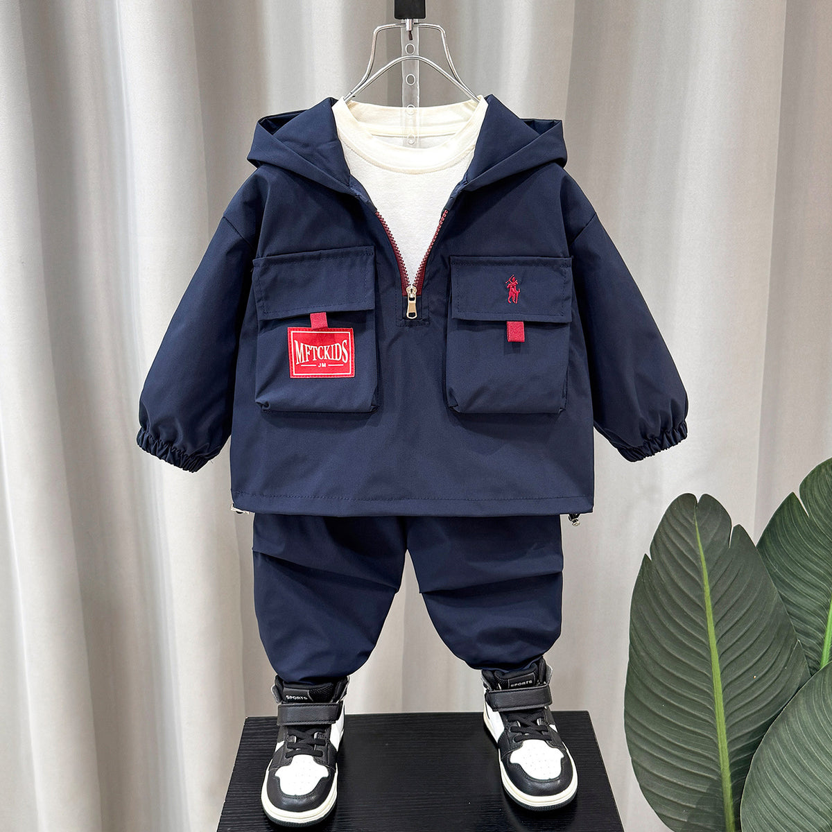 Boy Hooded Pocket Jacket & Pants Set