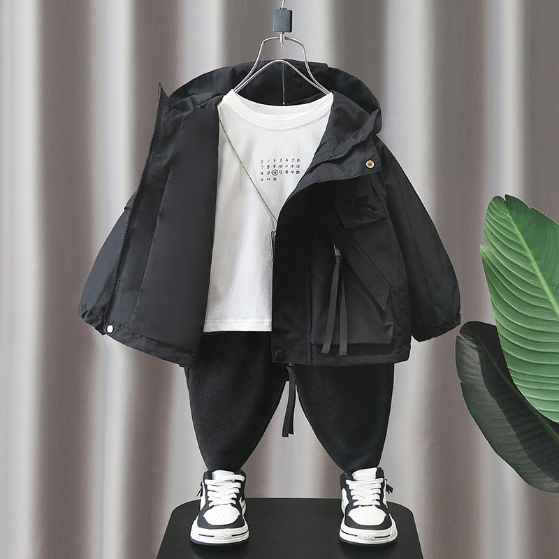 Boy Lightweight Hooded Pocket Detail Jacket