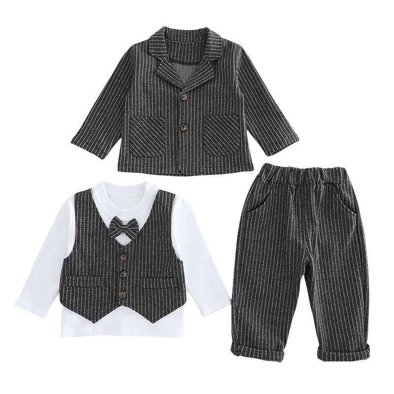 Solid Color Toddler Boys Three-Piece Suit Set