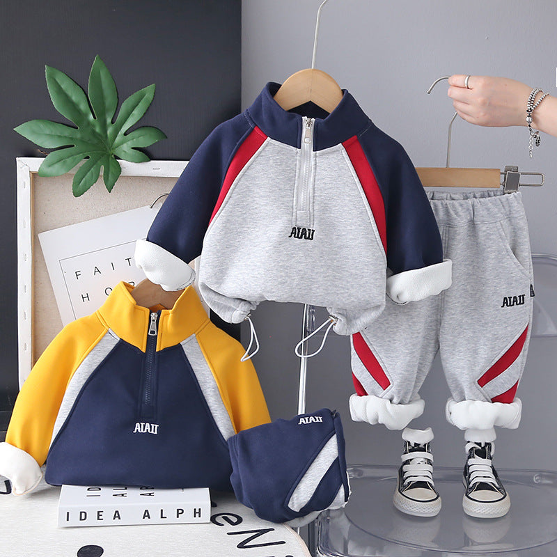 Boy Colorblock Fleece Lined Tracksuit 2-Piece Set