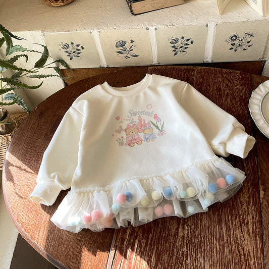 Cartoon Print Kids Sweatshirt Dress