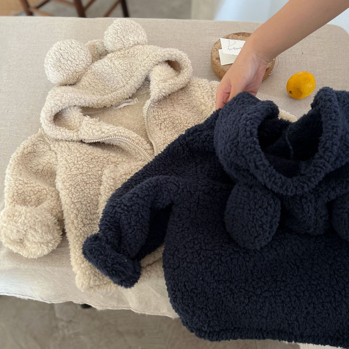Boy & Girl Teddy Bear Ears Sherpa Hoodie Jacket
