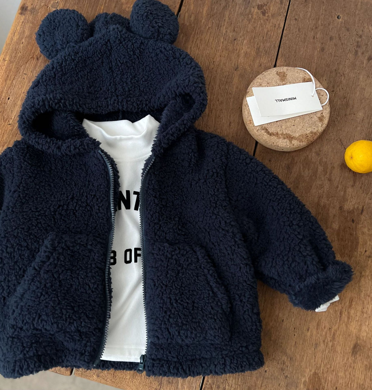 Boy & Girl Teddy Bear Ears Sherpa Hoodie Jacket
