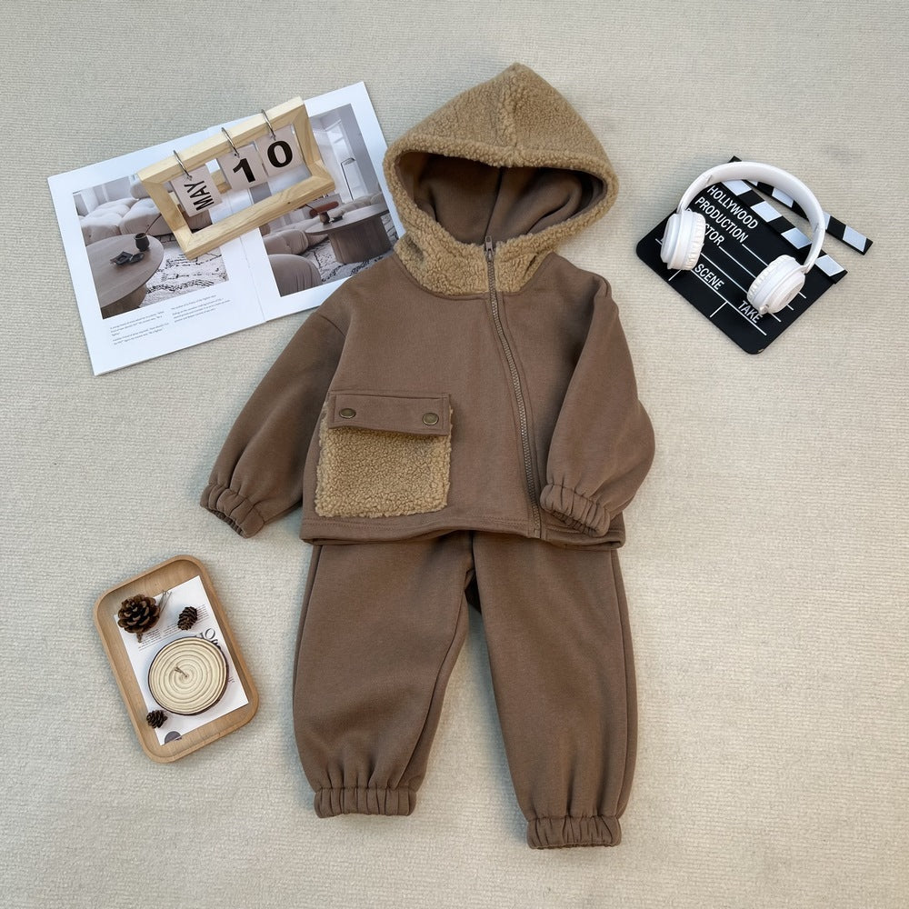 Boy & Girl Fleece Hooded Cozy Jacket & Pants Set