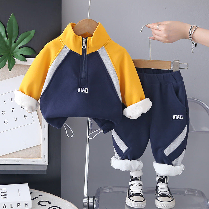 Boy Colorblock Fleece Lined Tracksuit 2-Piece Set