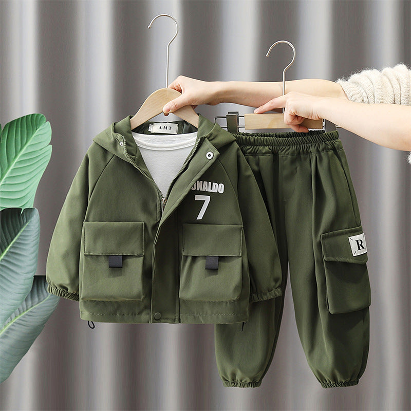 Boy Hooded Jacket & Cargo Pants Set