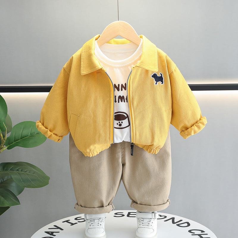 Boy 3-Piece Dog Patch Jacket, Tee & Pants Set