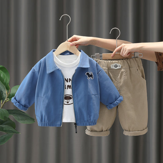 Boy 3-Piece Dog Patch Jacket, Tee & Pants Set