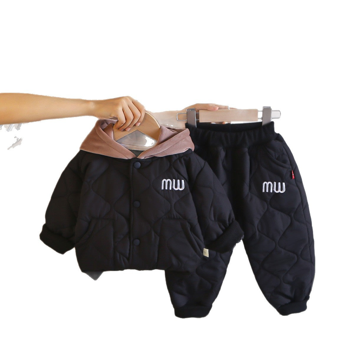 Boy Quilted Hooded Puffer Jacket & Pants 2-Piece Set