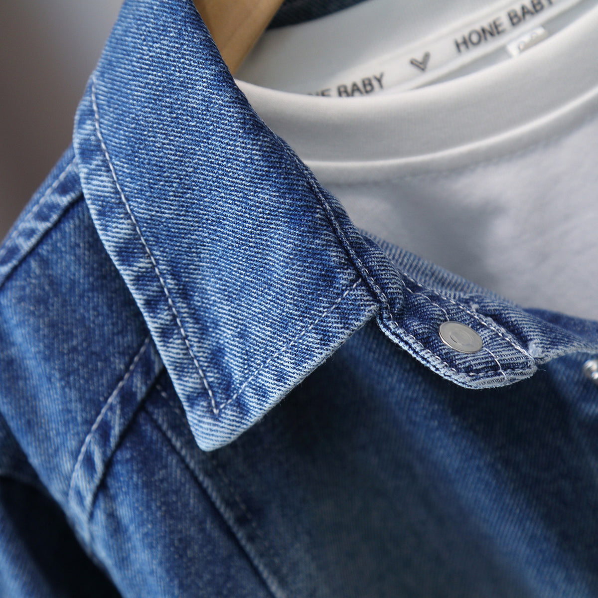 Boy Denim Shirt & Elastic Waist Jeans Set