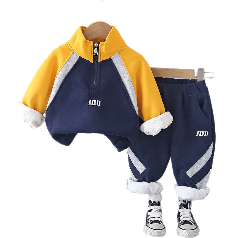 Boy Colorblock Fleece Lined Tracksuit 2-Piece Set