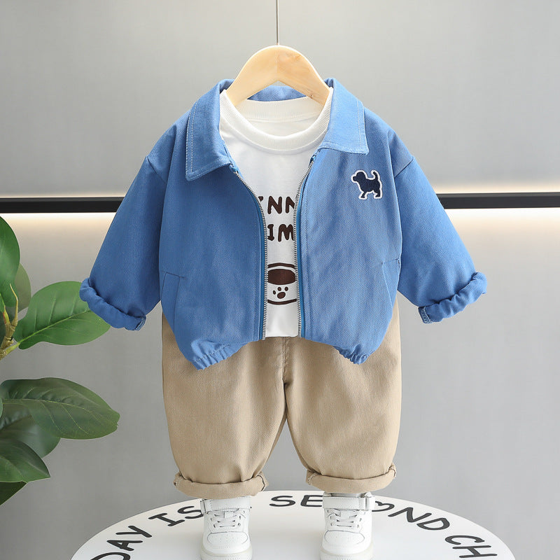 Boy 3-Piece Dog Patch Jacket, Tee & Pants Set