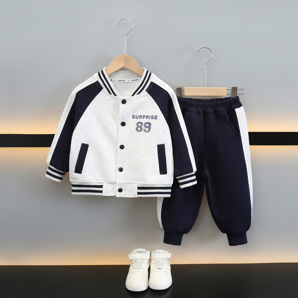 Boy Colorblock Varsity Jacket Outfit Set